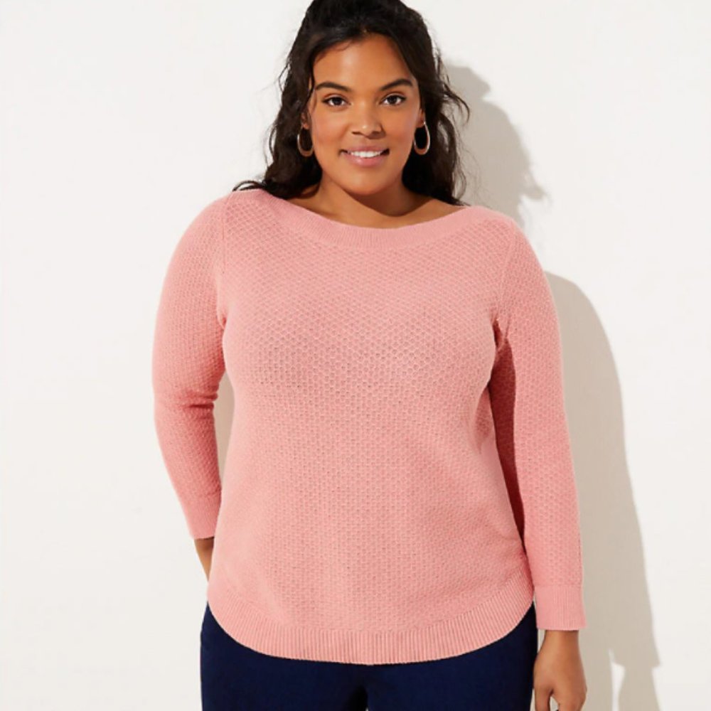 LOFT Plus Knit Tunic Sweater with Boat Neck Size 20/22